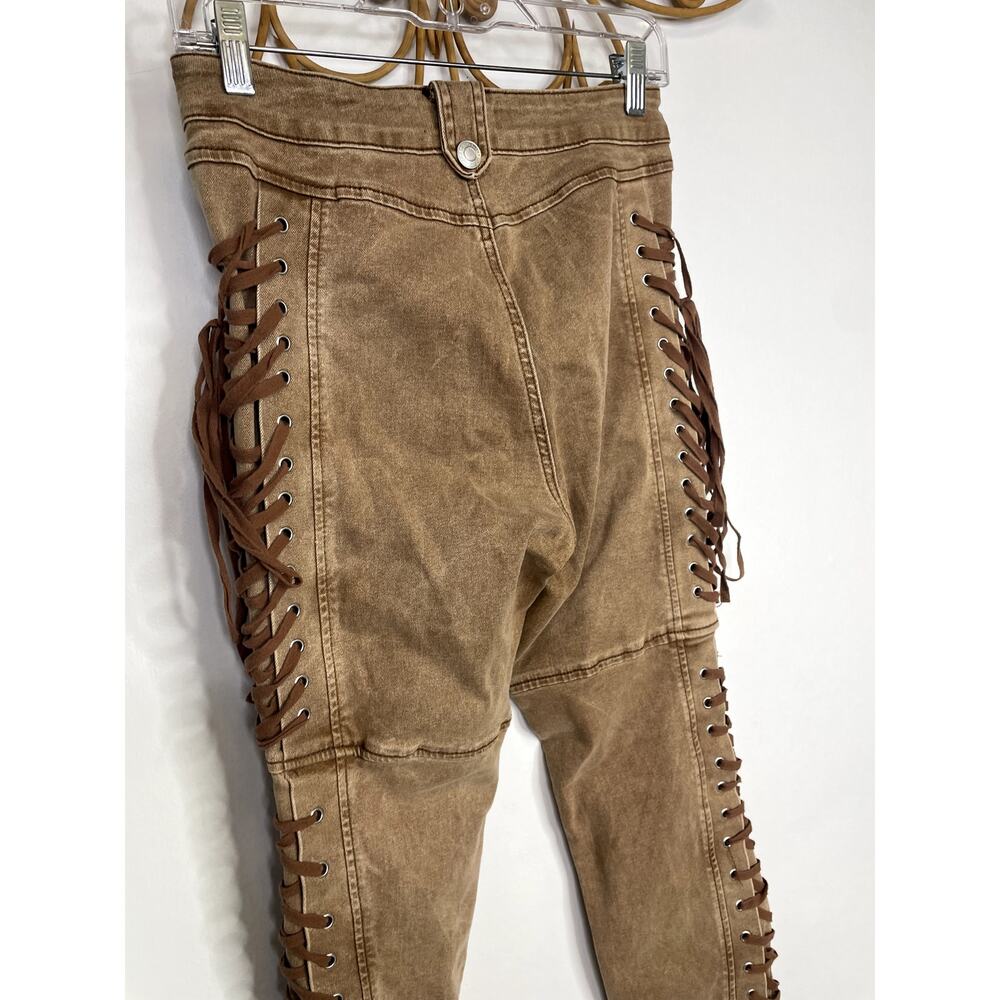 Rise Lace-up jeans tan 9 - Picture 7 of 8